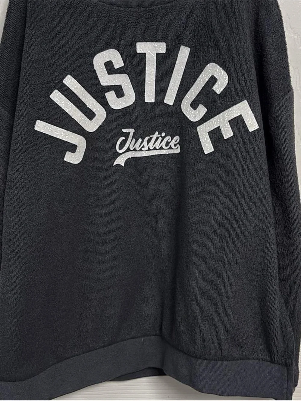 Justice Black Sweatshirt with Sparkling White Logo